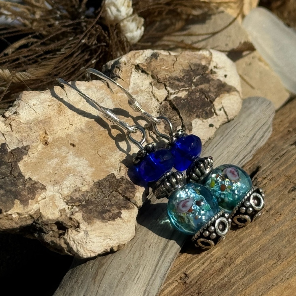 STUNNING blue handmade earrings